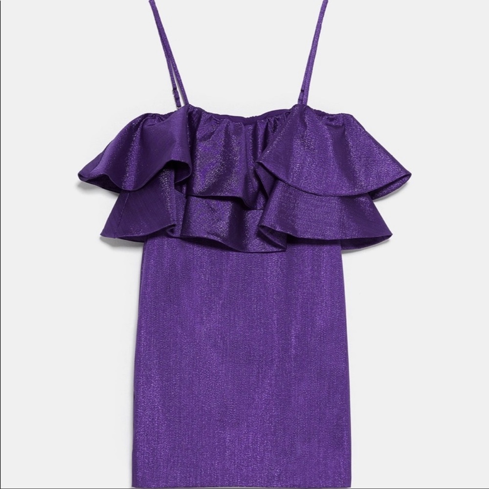 ZARA (Bloggers Favorite) Ruffled Metallic Purple - Picture 10 of 11